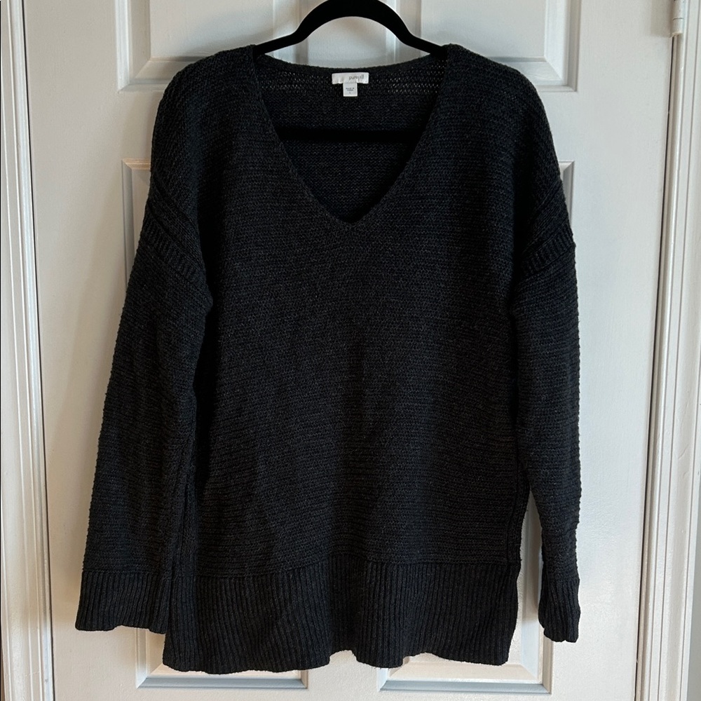 Pure Jill Charcoal V-Neck Sweater for Women